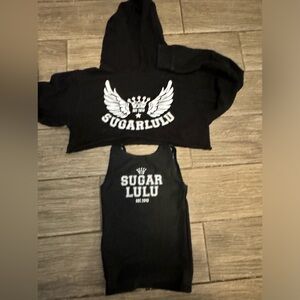 Sugarlulu cropped hoodie and reversible logo tank girls size medium